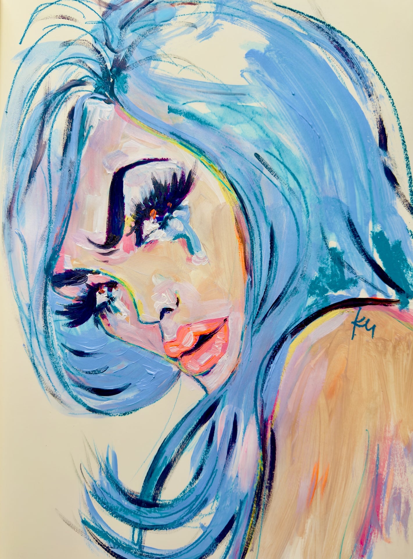 Blue Hair Print