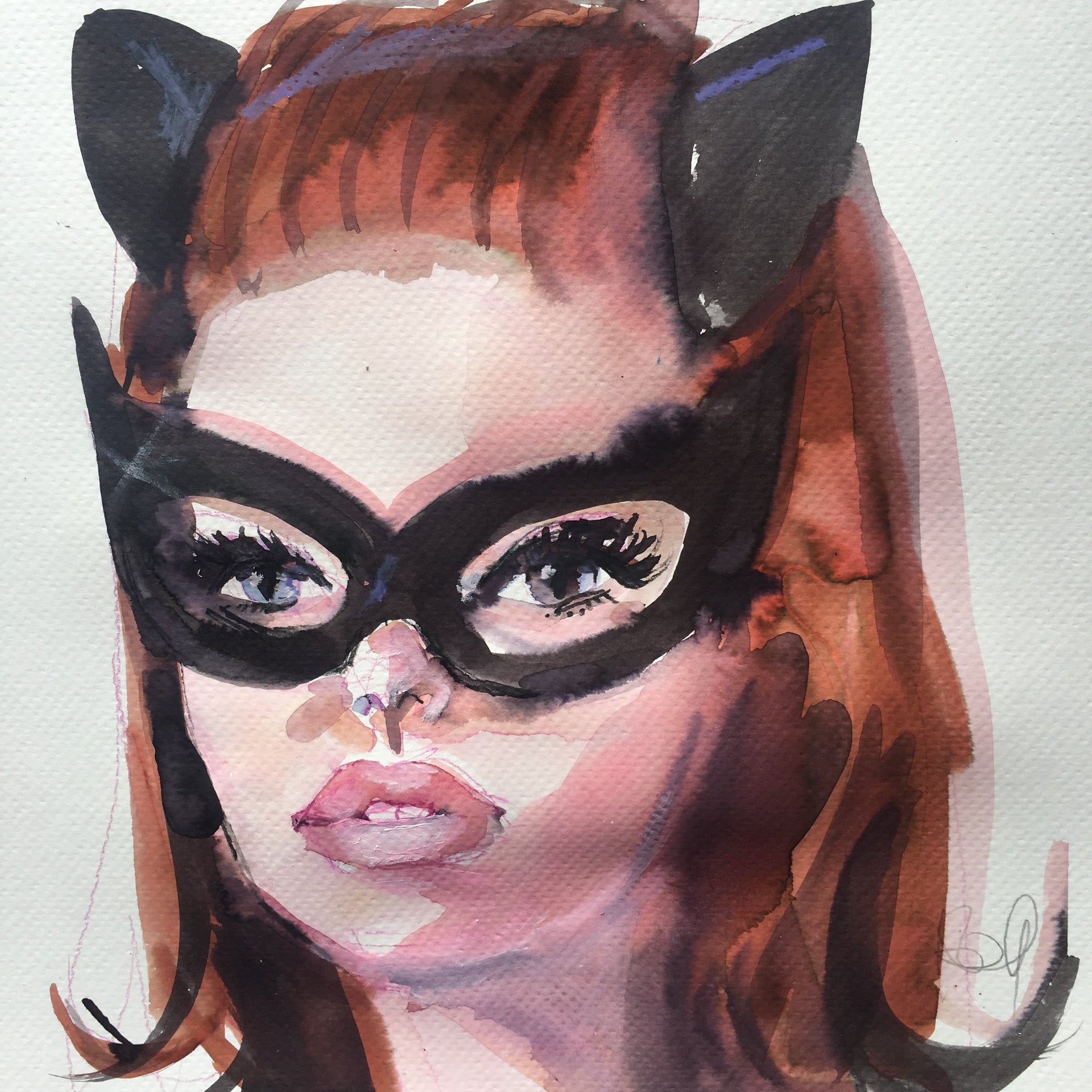 Cat Woman Retro Print