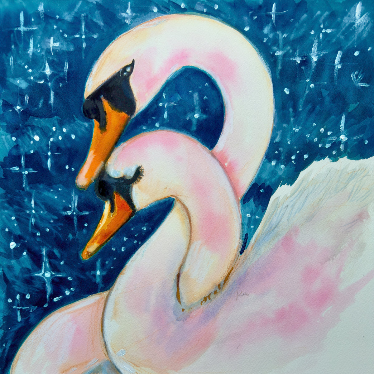 For Life Swans Blue Print