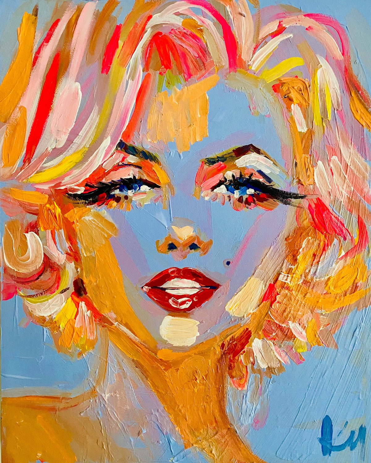 Blue Orange Marilyn Print