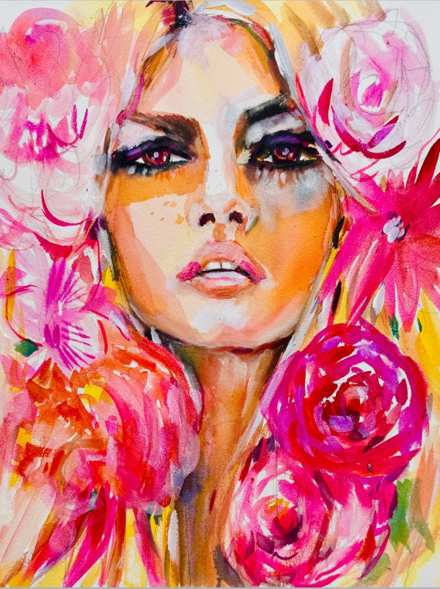 Pink Flowers Bardot Print