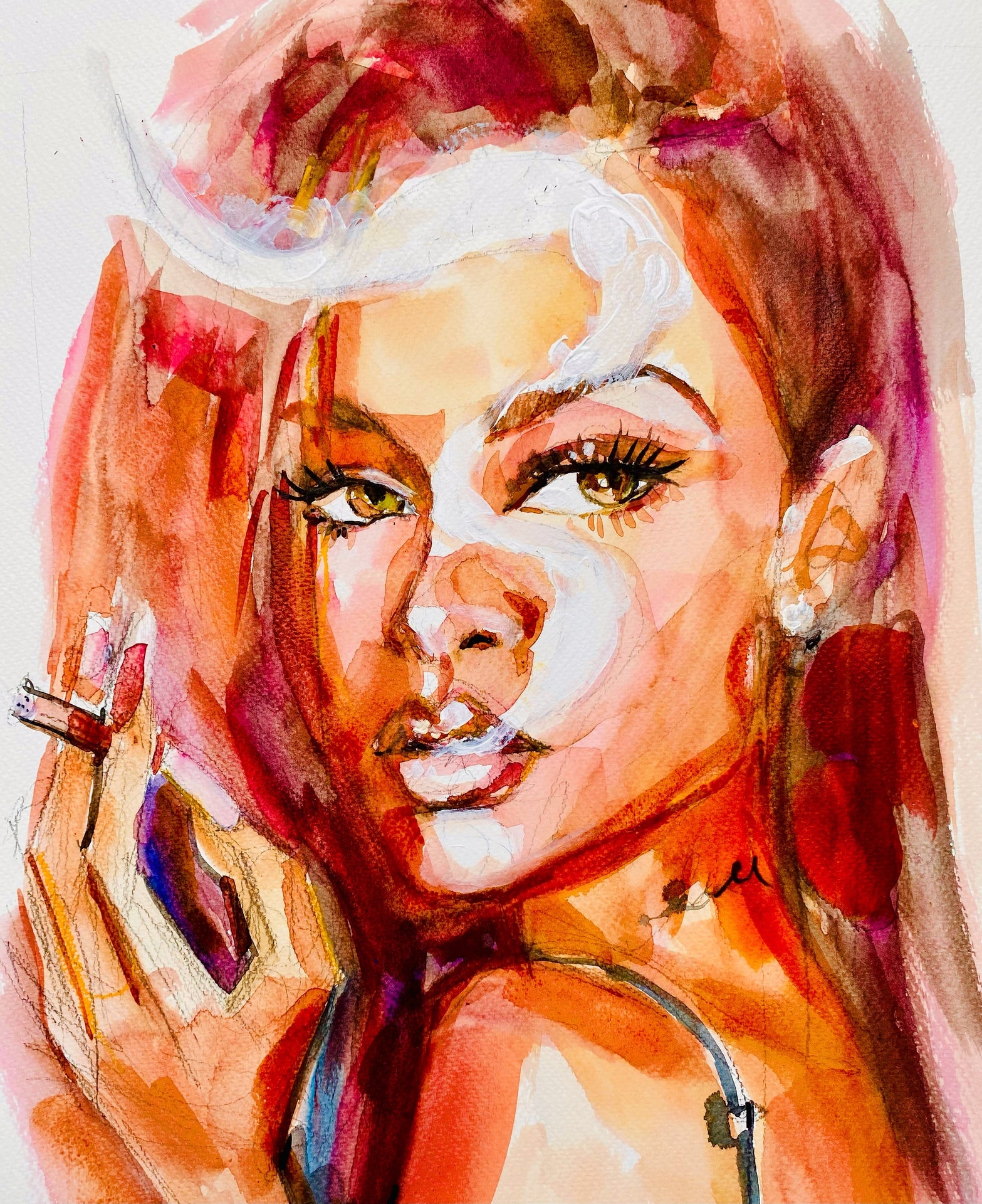 Rihanna Smoking Print