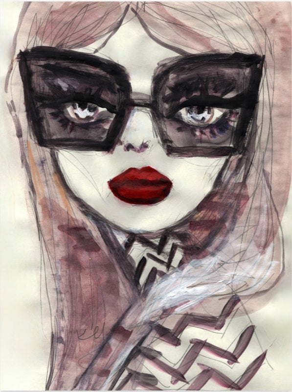 Dark Red Lip Print