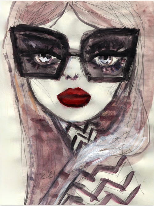 Dark Red Lip Print