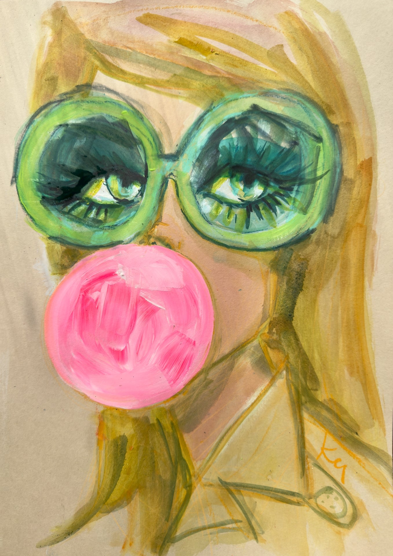 Green Glasses Bubblegum Print