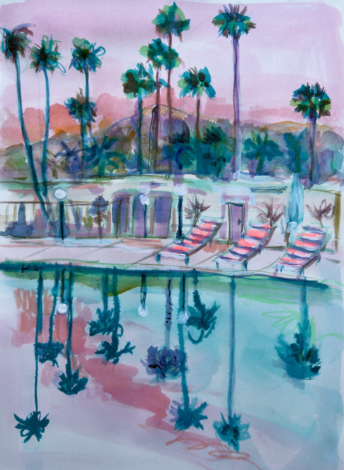 Poolside at Sunset Print