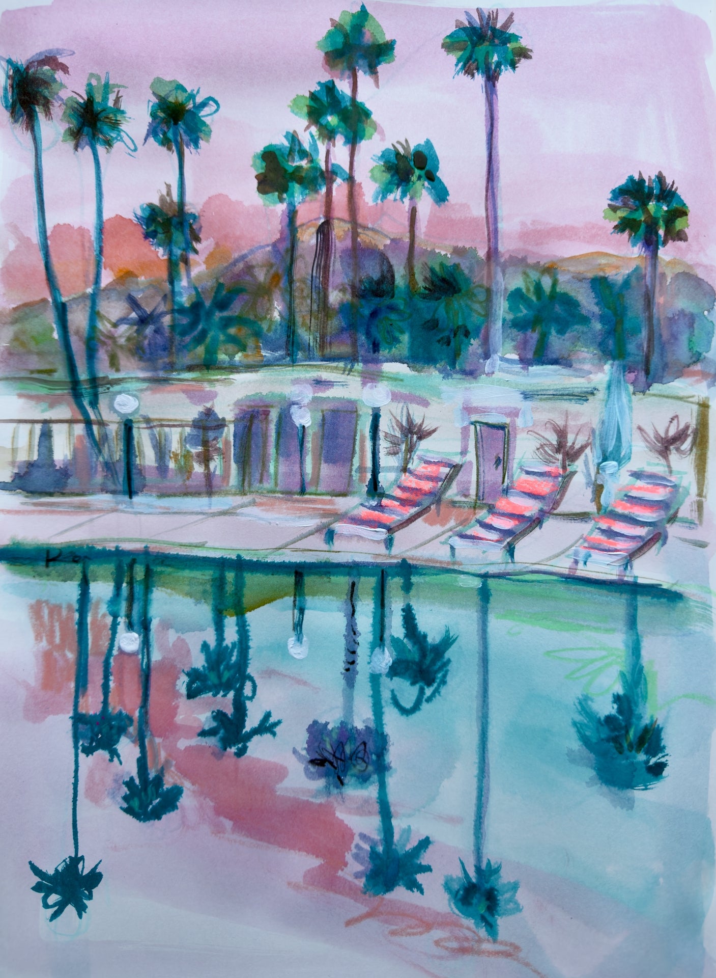 Poolside at Sunset Print