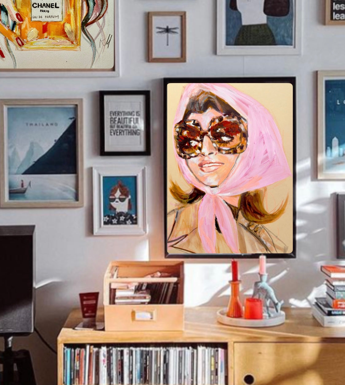 Jackie O Pink Scarf Print