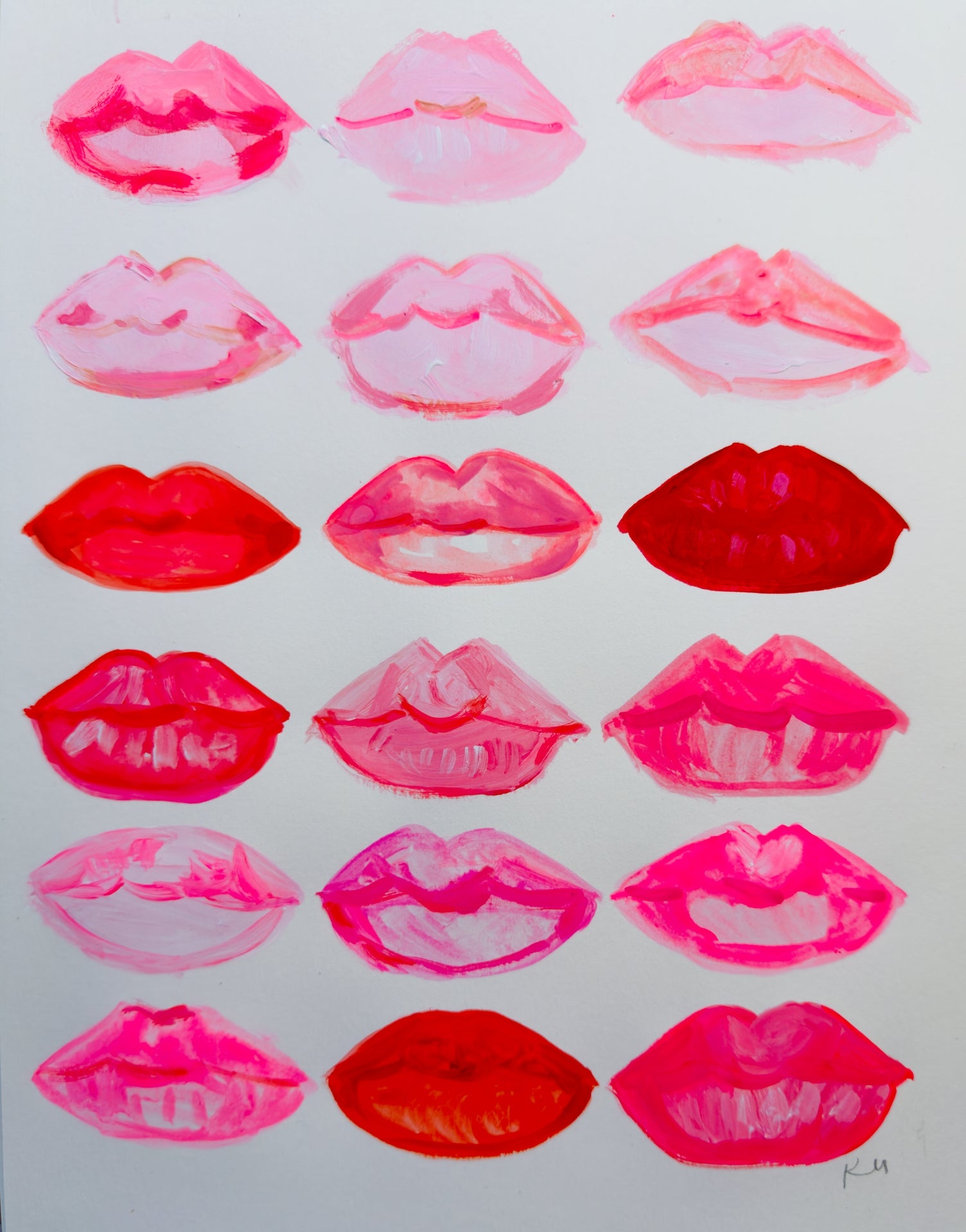 Red and Pink lips print