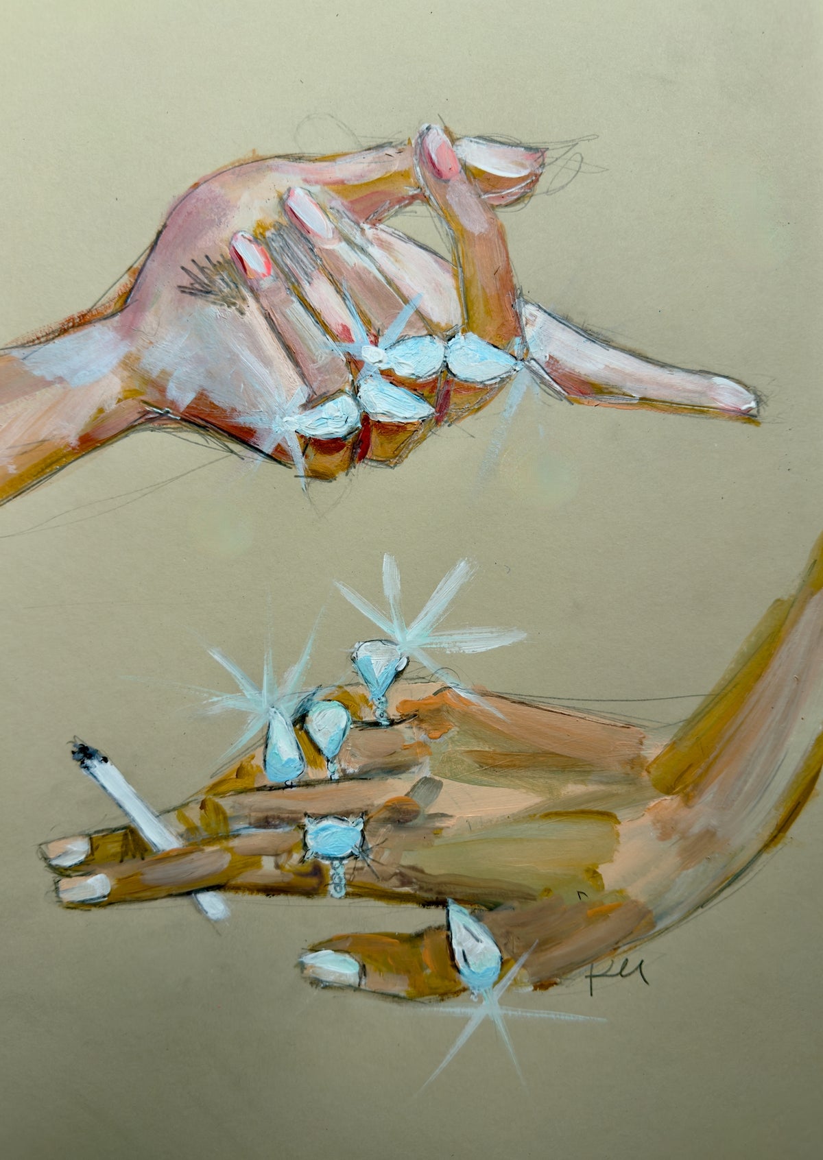 Two Gem Hands Print