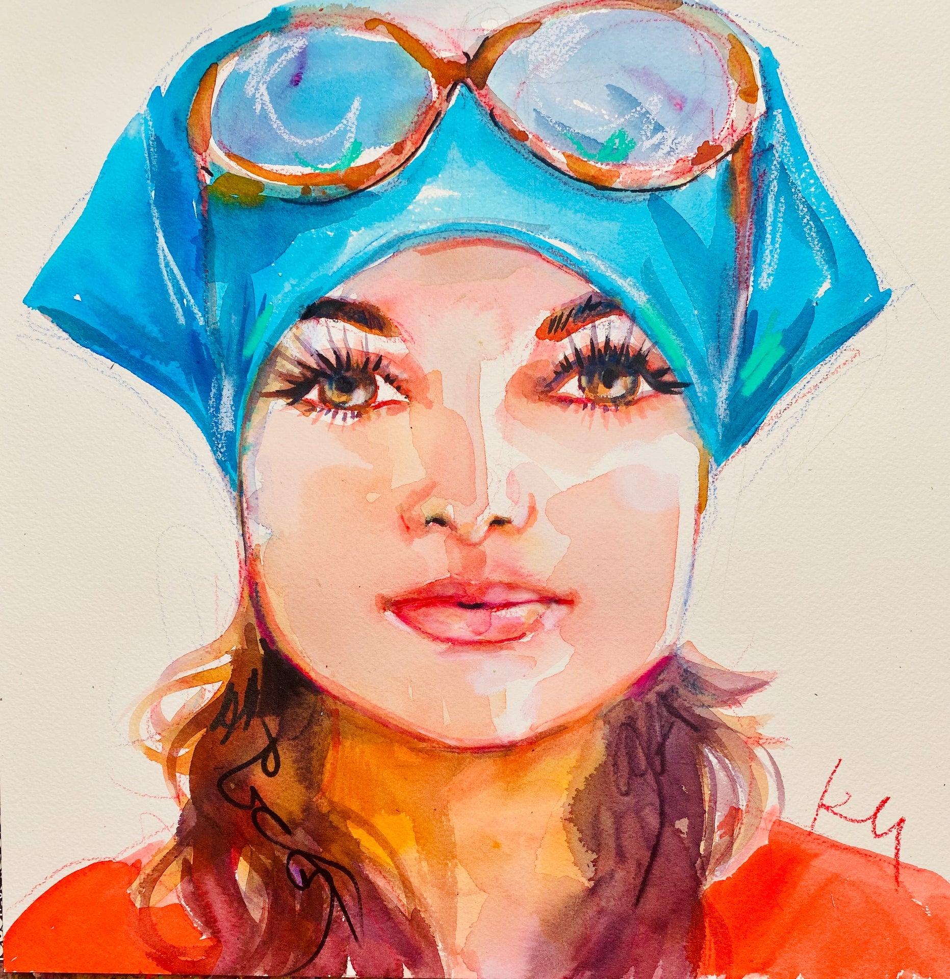 Jackie O Blue Scarf Print