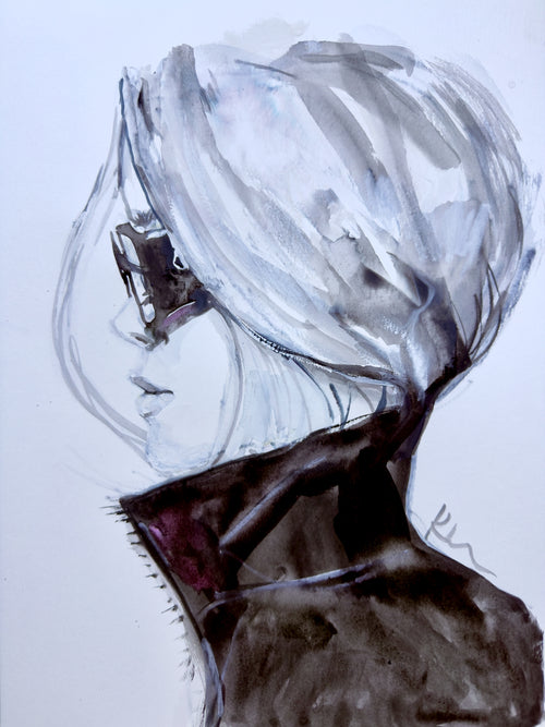 BW Side Profile Print