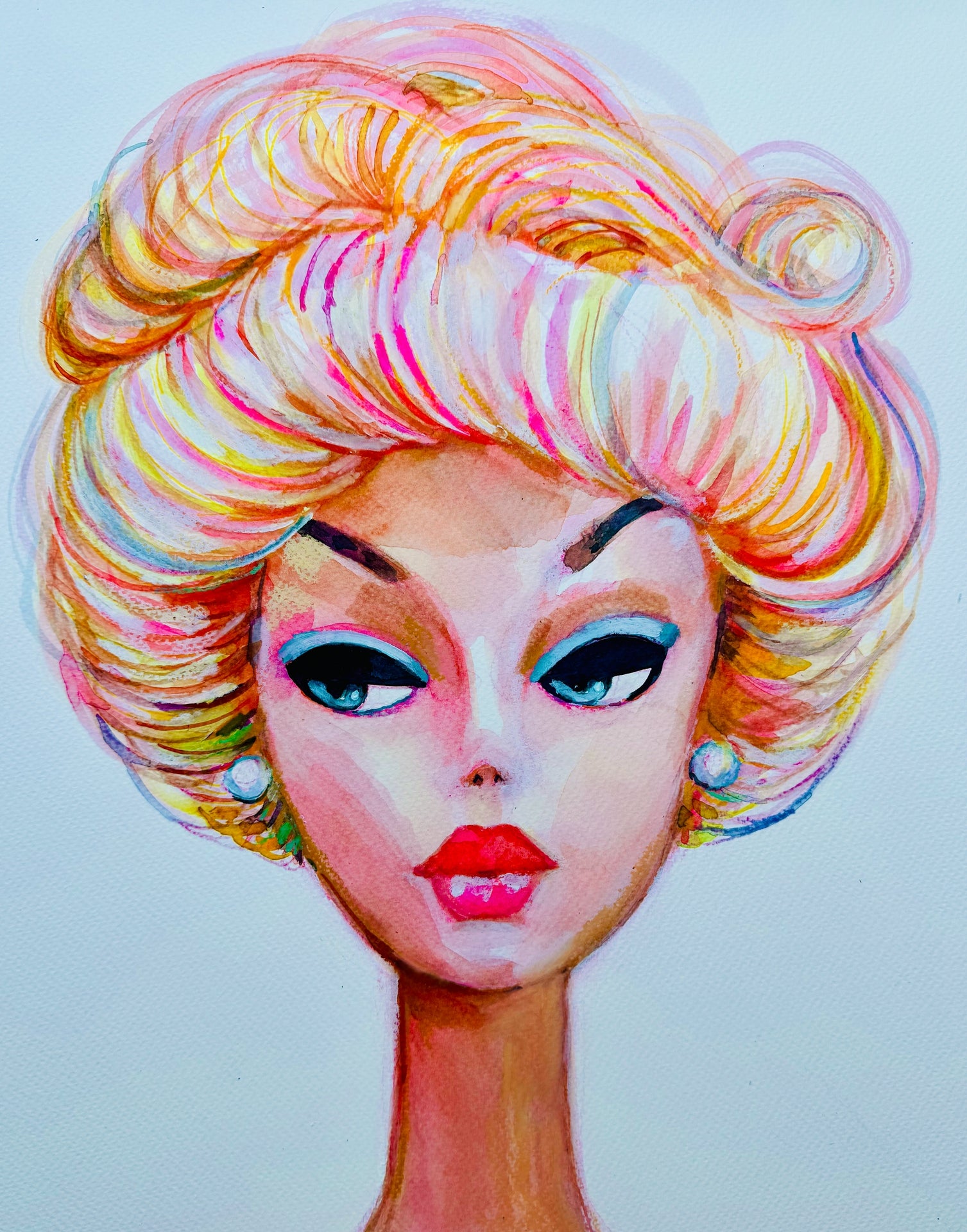 Rainbow Retro Barbie Print