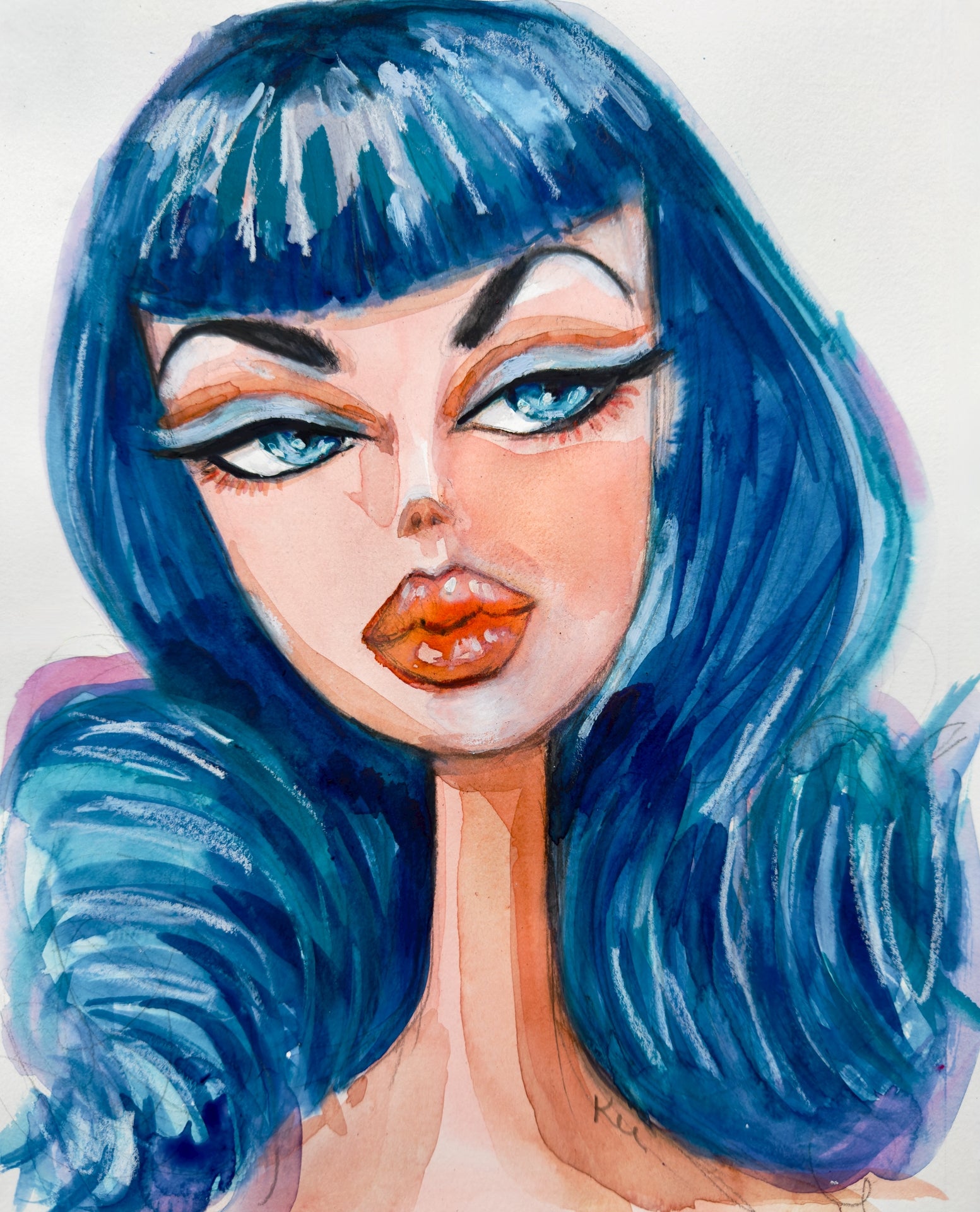 Bluish Barbie Print