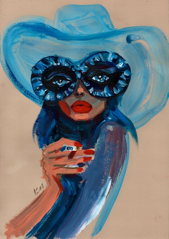 Blue Cowgirl Print