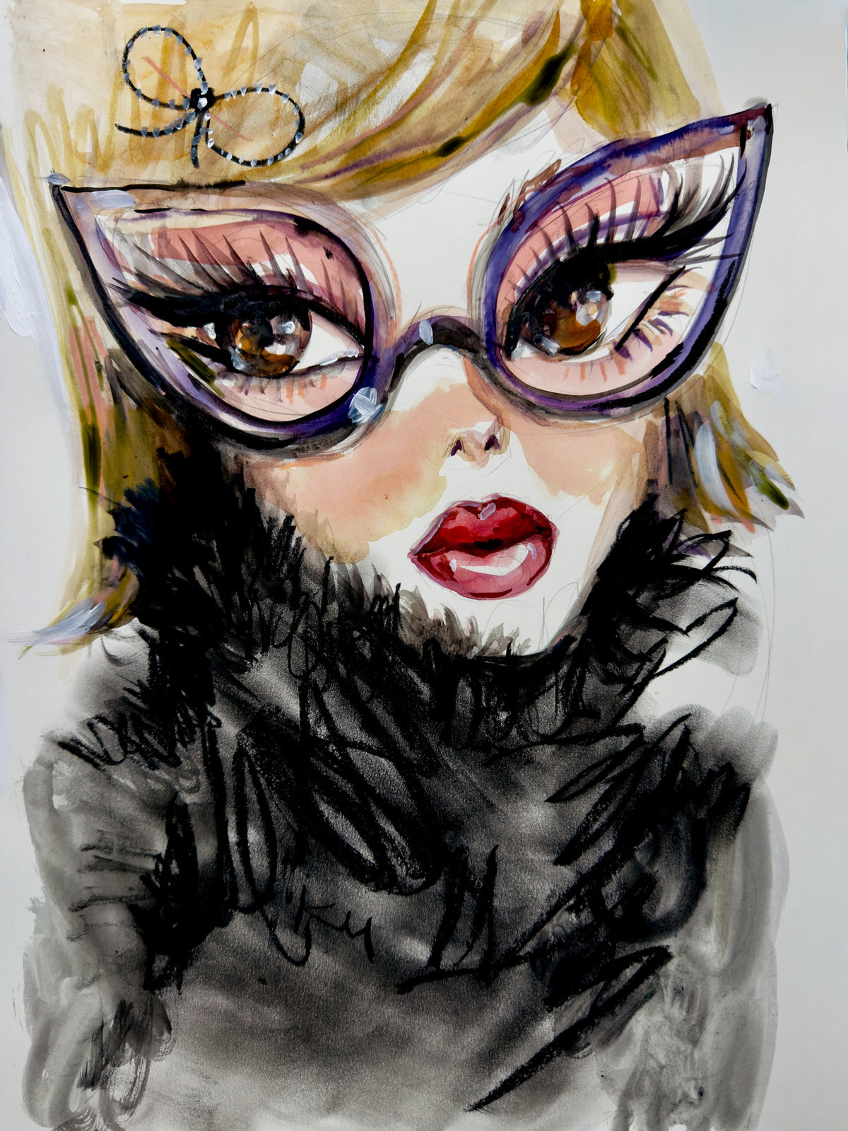 Black Fuzzy Sweater Print